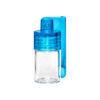 Mini Portionierer 3,8cm mit farblosem Glasfläschchen und blauem Verschluss mit Löffelchen