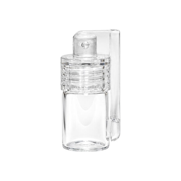 Mini Portionierer 3,8cm mit farblosem Glasfläschchen und transparentem Verschluss mit Löffelchen
