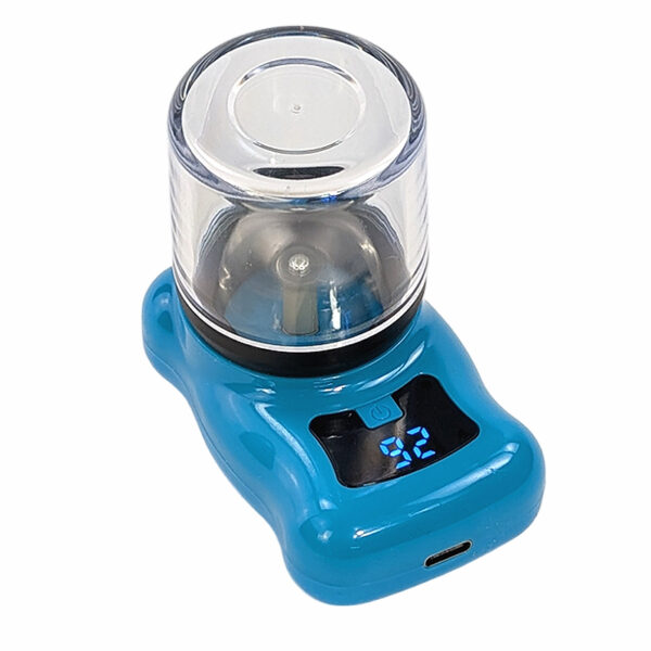 Elektrischer Grinder Mini in Blau mit Digitalanzeige und transparentem Mahlbehälter