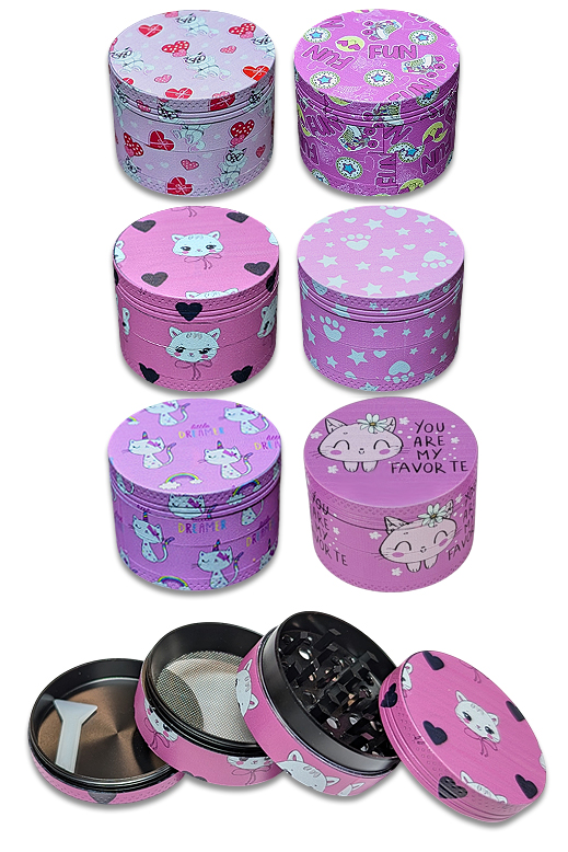 Hello Stoner Kitty Grinder 48mm – 4-teilig, Metall, süßes Katzen-Design