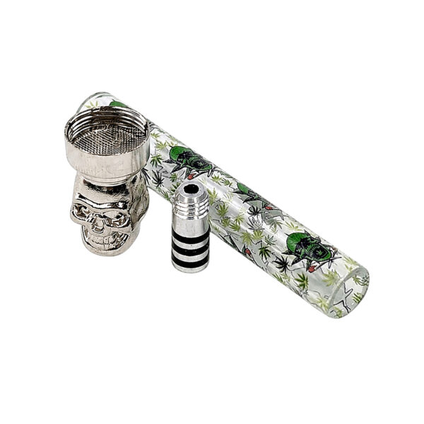 Sugar Skull Handpfeifen Set mit Pfeife und Grinder – zerlegt dargestellt