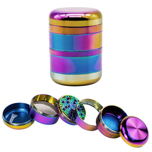 Regenbogen Grinder Ø60mm – 7-teilig mit großem Aufbewahrungsfach und Pollensieb
