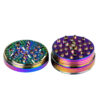 Regenbogen Grinder Ø60mm – Mahlzähne und Deckel des 7-teiligen Metallgrinders