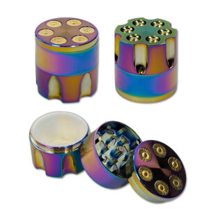 40mm Bullet Grinder aus Metall in Regenbogenfarben – Revolver Design