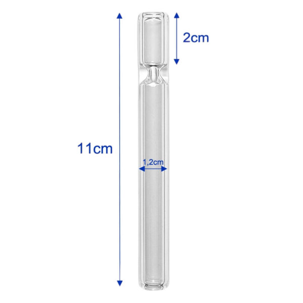 Glas Onehitter mit Kappe – Maße: 11cm Länge, 12mm Durchmesser und 2cm Rauchkammer