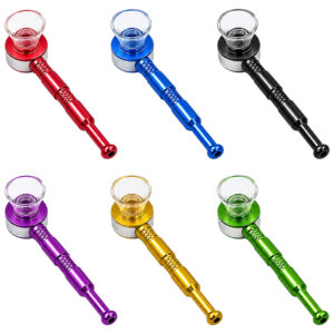 10cm Handpfeife mit Glasköpfchen – Aluminium in verschiedenen Farben