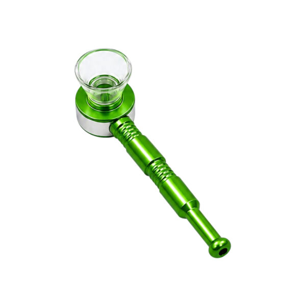 10cm Handpfeife mit Glasköpfchen Grün – Aluminium