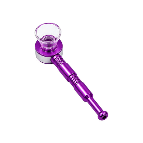 10cm Handpfeife mit Glasköpfchen Lila – Aluminium