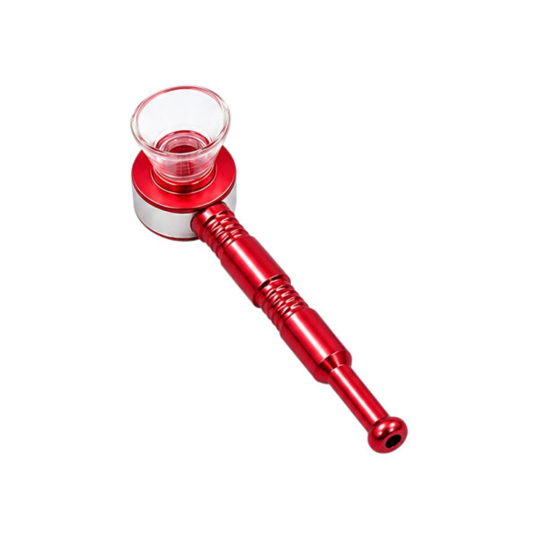 10cm Handpfeife mit Glasköpfchen Rot – Aluminium