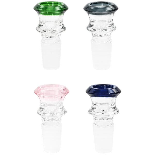 Eleganter Flutschkopf 18,8mm mit farbigem Rand aus dickem Glas