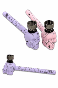 Totenkopf Glaspfeife mit Metallkopf