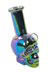 Mini Glasbong 15 cm – Rainbow Skull Design