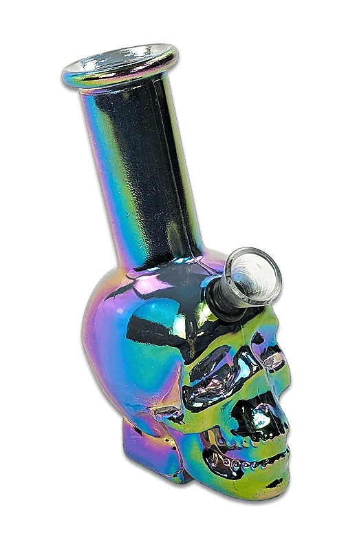 Mini Glasbong 15 cm – Rainbow Skull Design