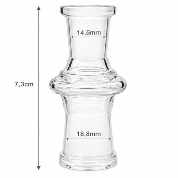 Adapter Female Female 18,8mm 14,5mm Maße 7,5cm Glas