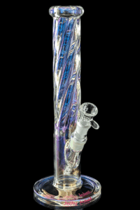 JJ-Rainbow Bong 35cm aus 7mm Glas mit Regenbogen-Beschichtung, 18,8mm Schlitz-Diffusor und sieblosem Köpfchen