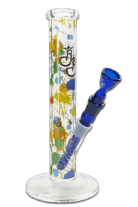 Bong N-Blobs aus Glas, 30cm, 5mm Borosilikatglas, 18,8mm Schlitzdiffusor und Trichterkopf, bunte Applikationen