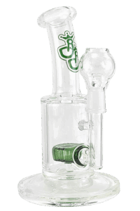 Öl-Bong „Nimdima“ – 18,5 cm Borosilikat, grüner Wheel-Percolator, 14,5 mm Female, inkl. Dome & Glasnagel