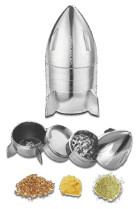 Champ High Grinder Rakete Silber aus Metall 4-teilig mit geöffneten Kammern