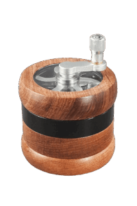 Holz Kurbel Grinder GRN21046 mit schwarzem Metallring und sichtbarer Kurbel