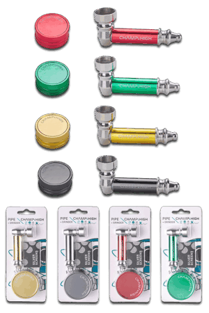 Champ High Handpfeife & Grinder Set – Metallpfeife 6,5 cm + Grinder 4,2 cm