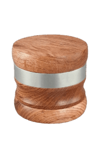Premium Holz Grinder GRN21041 mit silbernem Metallring und edler Holzoptik
