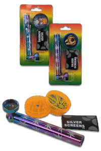 Purpfeife Glas Set mit Grinder