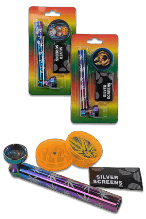 Purpfeife Glas Set mit Grinder