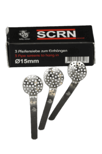 SCRN Einhängesiebe Ø15mm, 0,35mm, 3 Stück, Verpackung und Siebe
