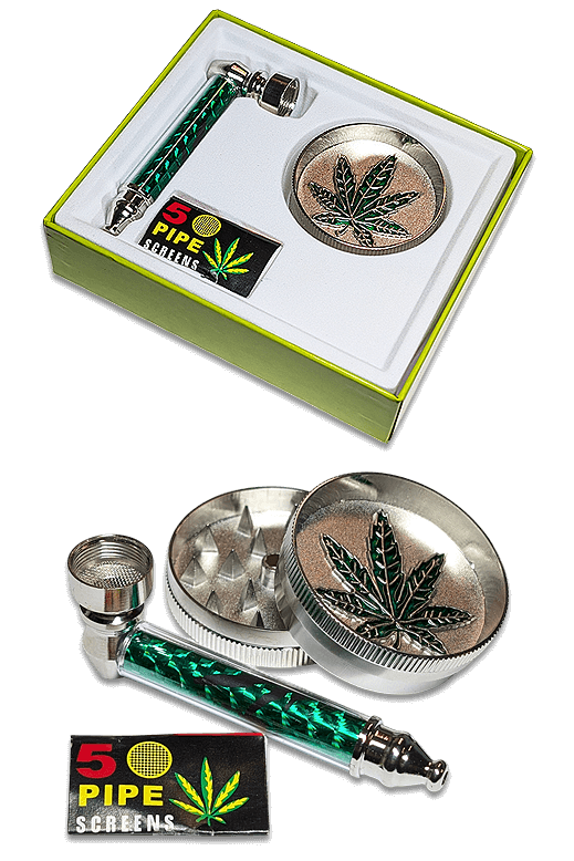 Geschenkset Purpfeife Grinder Siebchen
