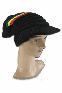 Rasta Mütze für lange Haare mit Schirm