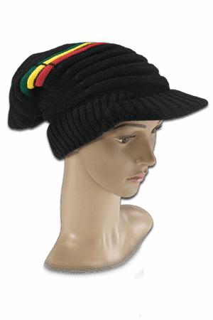 Rasta Mütze für lange Haare mit Schirm