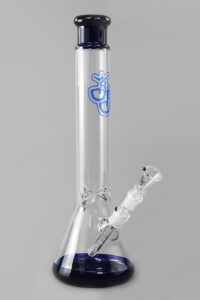Bong „Venice“ 44cm aus 5mm Glas mit blauem Boden und blauem Mundstück, 18,8er Schlitzdiffusor