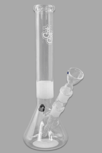 Bong Amid 31 cm aus 4 mm Borosilikatglas mit Kickloch in Weiß