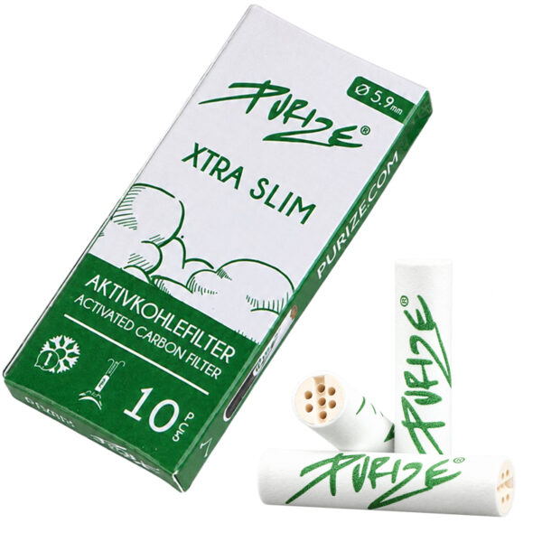 PURIZE 10er Pack Xtra Slim – Aktivkohlefilter Ø6mm