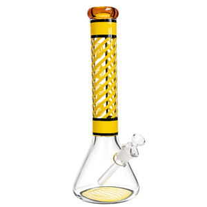 Bong Sonderangebot 37cm mit amberfarbenem Mundstück und dekorativer Musterung