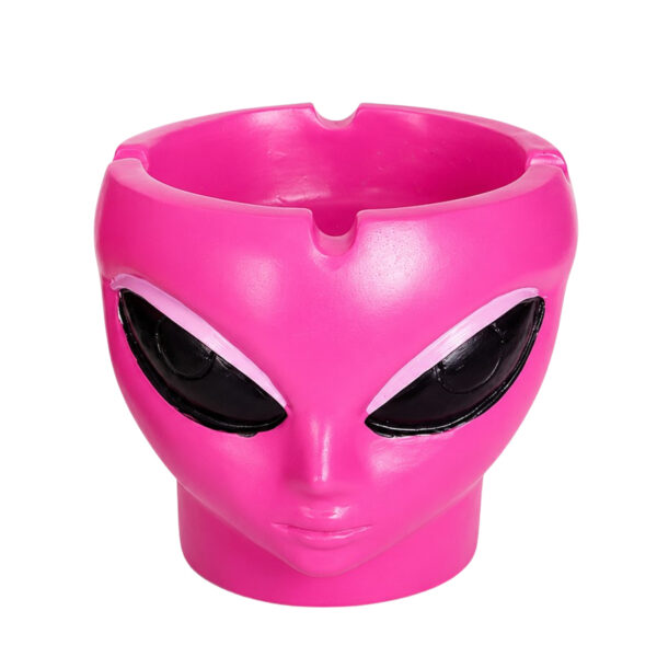 Alien Aschenbecher aus Kunstharz im pinken Design.