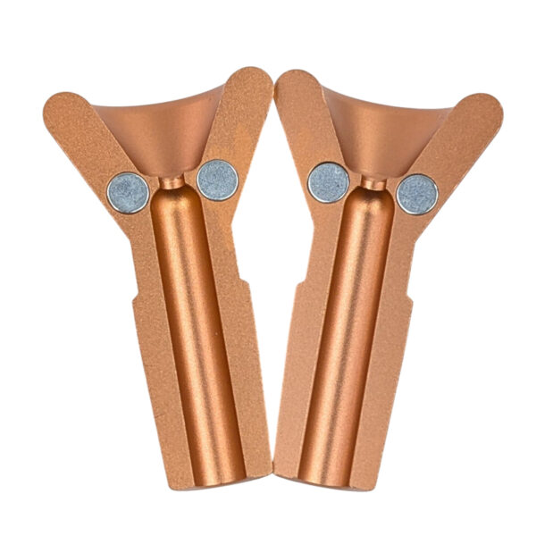 Geöffneter Aluminium Flutschkopf 14,5mm mit zweiteiligem Magnetverschluss.