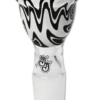 Bong Kopf Swirl Black/White – Glas, 18,8 mm Schliff, 7,5 cm Höhe, 5 mm Durchlass, schwarz-weißes Design