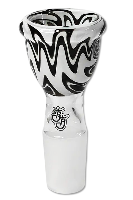 Bong Kopf Swirl Black/White – Glas, 18,8 mm Schliff, 7,5 cm Höhe, 5 mm Durchlass, schwarz-weißes Design