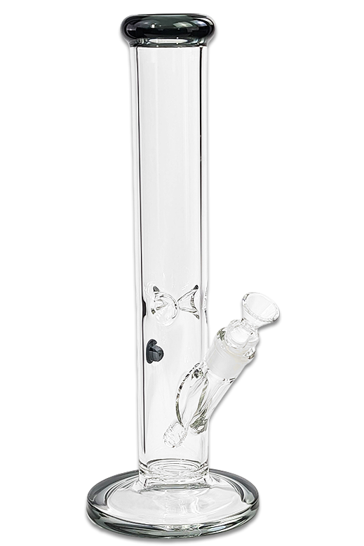 Bong W10, 35 cm: 5 mm Borosilikat, Schlitz-Diffusor-Stecksystem, Schliff 18,8→14,5, Eiskerben, Kickloch, Smoke-Mundstück & Fuß