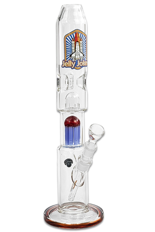 Bong Space Glider 45 cm Borosilikatglas mit Achtarm-Perkolator und Eiskerben
