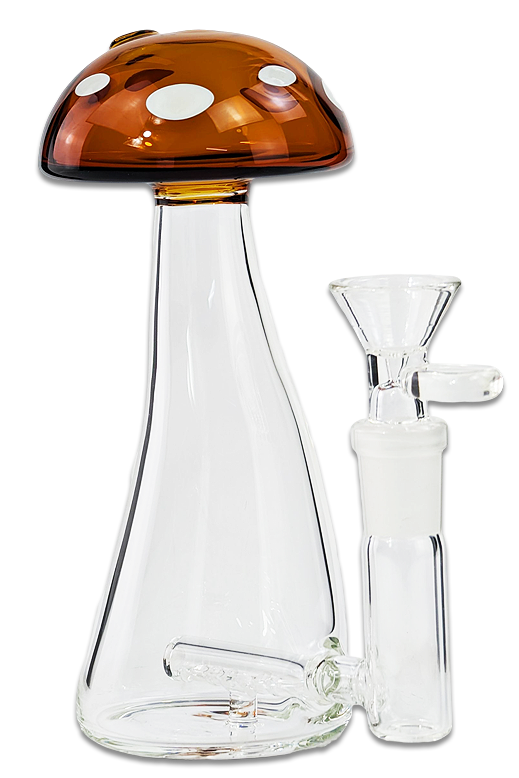 Pilzbong The Small Size aus Borosilikatglas, 15 cm hoch mit Stabperkolator und 14,5er Flutschköpfchen