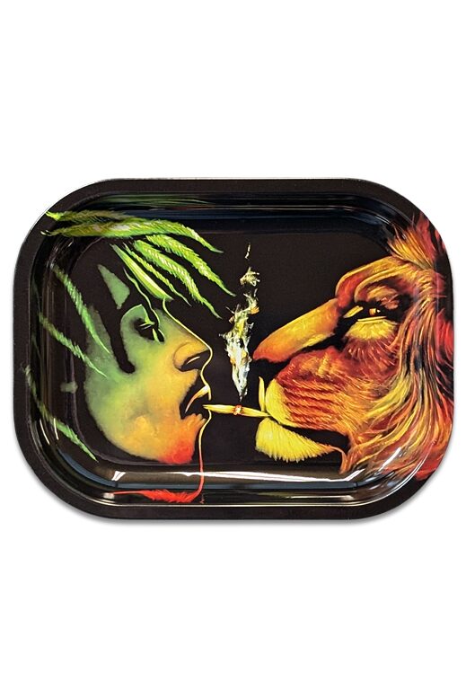 Rolling Tray Marley Lion Metall 18x14 cm, Bob Marley Style, beidseitig bedruckt