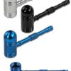 Purpfeife Aluminium 9 cm – Handpfeifen in Blau, Schwarz & Silber