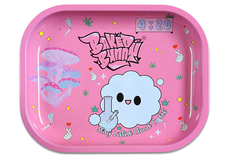 Rolling Tray aus Metall im pinken Cloud-Bunny-Design