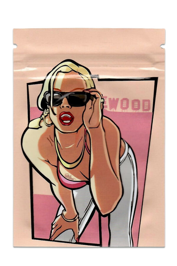 Cali Bags Pink Vision Vorderseite – 7×10 cm, einseitig bedruckt, Motiv in Pink