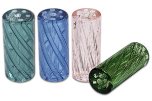 Vier Glastips 10 mm in Blau, Pink, Grün und Lake Green aus robustem, wiederverwendbarem Glas