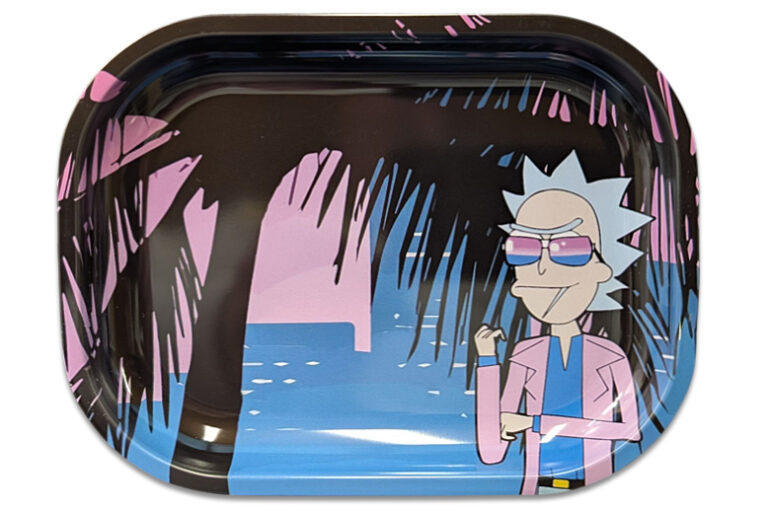 Rolling Tray Sunset Vibes – Metall Tablett 18 x 14 cm mit Palmenmotiv