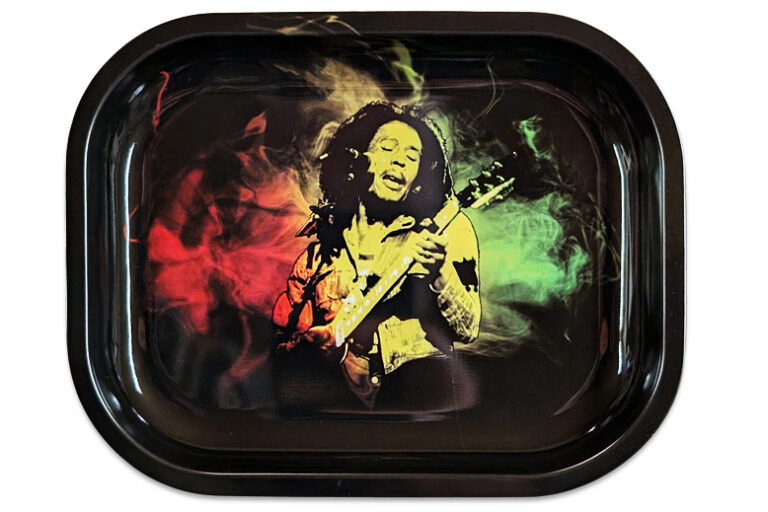 Rolling Tray aus Metall mit Bob-Marley-Guitar-Motiv
