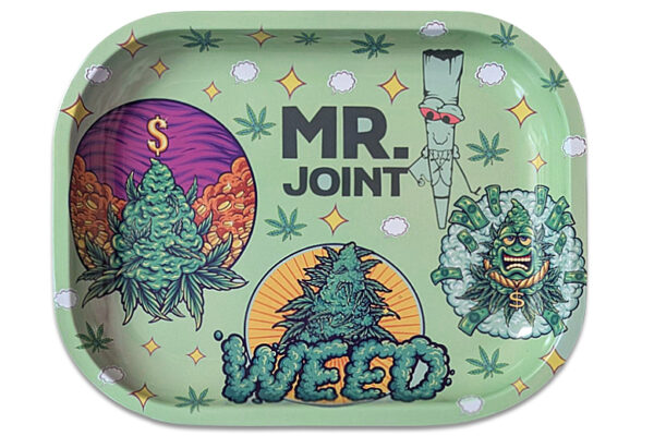 Rolling Tray „Mr. Joint Weed“ – Metall, 18 × 14 cm, einseitig bedruckt